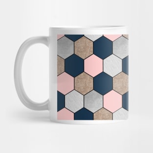 Navy and peach geometric hexagons Mug